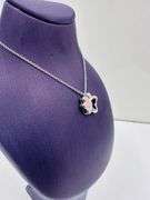SOLID STERLING SILVER WITH PINK ENAMEL DOG PAW PENDANT