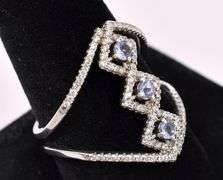 Purple Iolite And White Topaz Ring In Sterling Silver