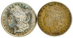2 Different Morgan Silver Dollars: 1882 & 1890-O
