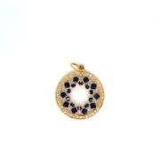 14K YELLOW GOLD CHARM WITH DIAMONDS AND SAPPHIRES