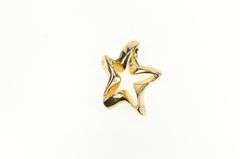 14K Yellow Gold Puffy Twist Design Star Statement Slide Pendant