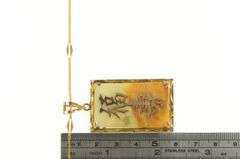 14K Yellow Gold Chinese Jade Dragon Elaborate Chain Necklace