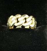 UNIQUE UNISEX 14K YELLOW GOLD CUBAN LINK CHAIN RING