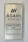 Gorgeous Asahi Refinning 10 Troy Oz .999 Silver Bar
