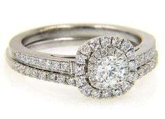 1.05ctw Round Diamond Double Cushion Frame Bridal Set in 14K