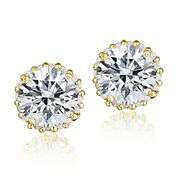 Gold Tone over Sterling Silver 100 Facets Earrings