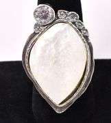 Mother Of Pearl And CZ Ring In Sterling Silver
