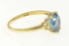 14K Yellow Gold Heart Blue Topaz Victorian Love Symbol Classic Ring
