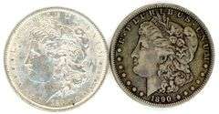 2 Different Morgan Silver Dollars: 1890 & 1890-O