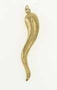 14K Yellow Gold Brushed Finish Italian Horn Protection Charm/Pendant