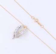Handsome Cubic Zirconia Leaf Pendant on Chain in Yellow Gold