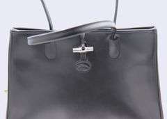 Longchamp Black Leather Tote Bag