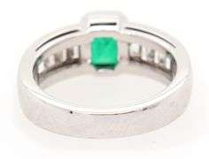 1.55ct Emerald and 0.90ctw Baguette Diamond Ring in Platinum