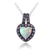 Sterling Silver Created White Opal & Amethyst Pendant