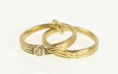 14K Yellow Gold Art Deco Engagement Bridal Set Wedding Charm/Pendant