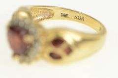 14K Yellow Gold Sweet Heart Garnet Diamond Halo Valentine Ring