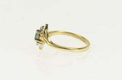 14K Yellow Gold Oval Sapphire Diamond Accent Vintage Bypass Ring