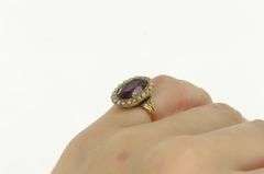 14K Yellow Gold Victorian Oval Amethyst Seed Pearl Cocktail Ring