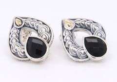 John Hardy 2 Tone Black Onyx Earrings