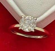 CERTIFIED BRAND NEW 14K WHITE GOLD SOLITAIRE DIAMOND RING 1.60 CARAT