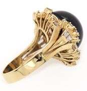 Black Onyx and 1.00ctw Baguette and Round Diamond Frame Ring in 18K