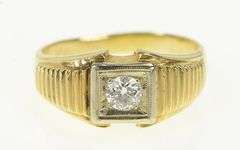 14K Yellow Gold 0.50 Ct Old European Cut Men's Diamond Ring