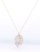Handsome Cubic Zirconia Leaf Pendant on Chain in Yellow Gold