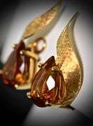 Vintage 18K Pear-Shaped Citrine Earrings