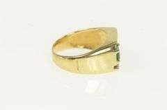 14K Yellow Gold Syn. Emerald Diamond Squared Men's Ring