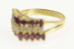 14K Yellow Gold Natural Ruby Diamond Squared Statement Band Ring