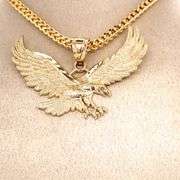 14K YELLOW GOLD TEXTURED EAGLE CHARM WITH CHAIN