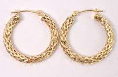 Interesting Hoop Earrings In 14K Yellow Gold