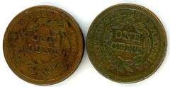2 Braided Hair Large Cents: 1841 & 1851