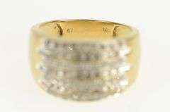 10K Yellow Gold Diamond Tiered Statement Graduated Band Ring