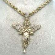 14K YELLOW GOLD ANGEL NECKLACE WITH CUBIC ZIRCONIA STONES