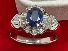 CERTIFIED BRAND NEW PLATINUM SAPPHIRE AND DIAMOND RING