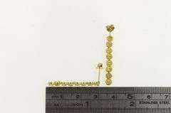 14K Yellow Gold Geometric Round Burst Dangle Vintage Chain Earrings