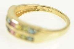 14K Yellow Gold Citrine Peridot Topaz Channel Statement Band Ring