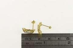 14K Yellow Gold Marquise Opal Ornate Filigree Stud Earrings
