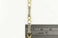 14K Yellow Gold Two Tone Diamond Bar Link X Criss Cross Bracelet