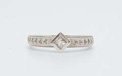14kt Solid White Gold & Diamond Band Ring