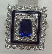 LADIES 18K WHITE GOLD RING WITH BLUE AND WHITE SAPPHIRES