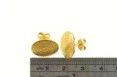 14K Yellow Gold Round Mayan Calendar Ornate Domed Stud Earrings
