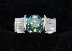 2.5 Ct Paraiba Green Fire Moissanite Ring