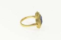 14K Yellow Gold Princess Iolite Geometric Steampunk Statement Ring
