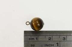 14K Yellow Gold Tiger's Eye 3D Ball Sphere Vintage Charm/Pendant