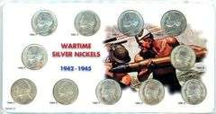 Complete Set of Uncirculated Silver US War Nickels