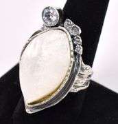 Mother Of Pearl And CZ Ring In Sterling Silver