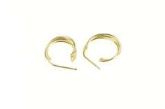 14K Yellow Gold Twist Design Semi Hoop Vintage Statement Earrings
