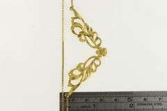 14K Yellow Gold Elaborate Scroll Work Flower Chevron Chain Necklace